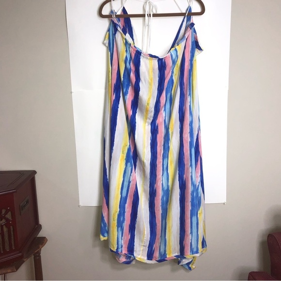 FASHION Nova Striped Halter Spaghetti Strap Coverup M Maxi High Slits - Picture 4 of 10